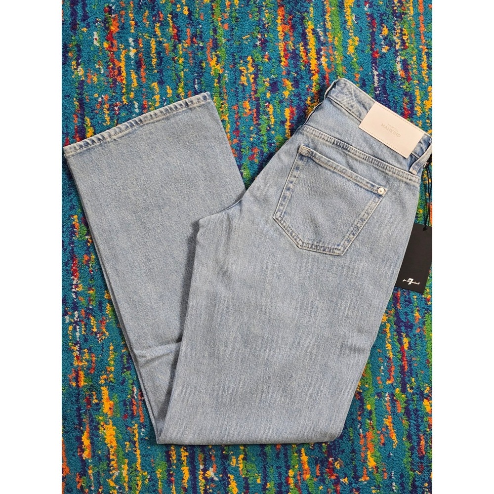 NWT 7‎ For All Mankind Low Straight Jeans Seabreeze Light Wash Size 24 x  33